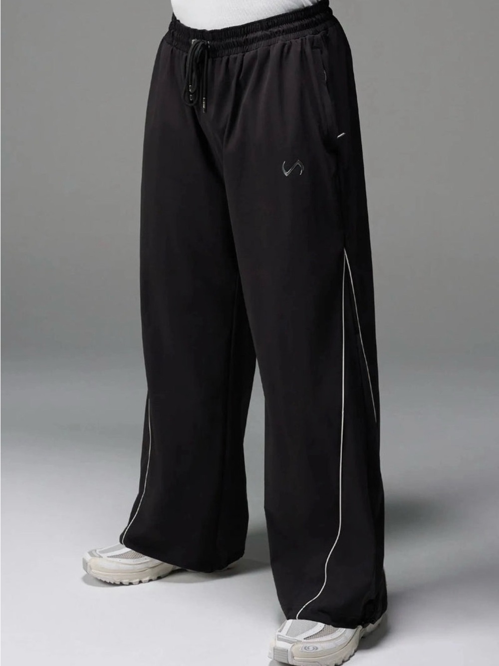 Black Wide-Leg Track Pants
